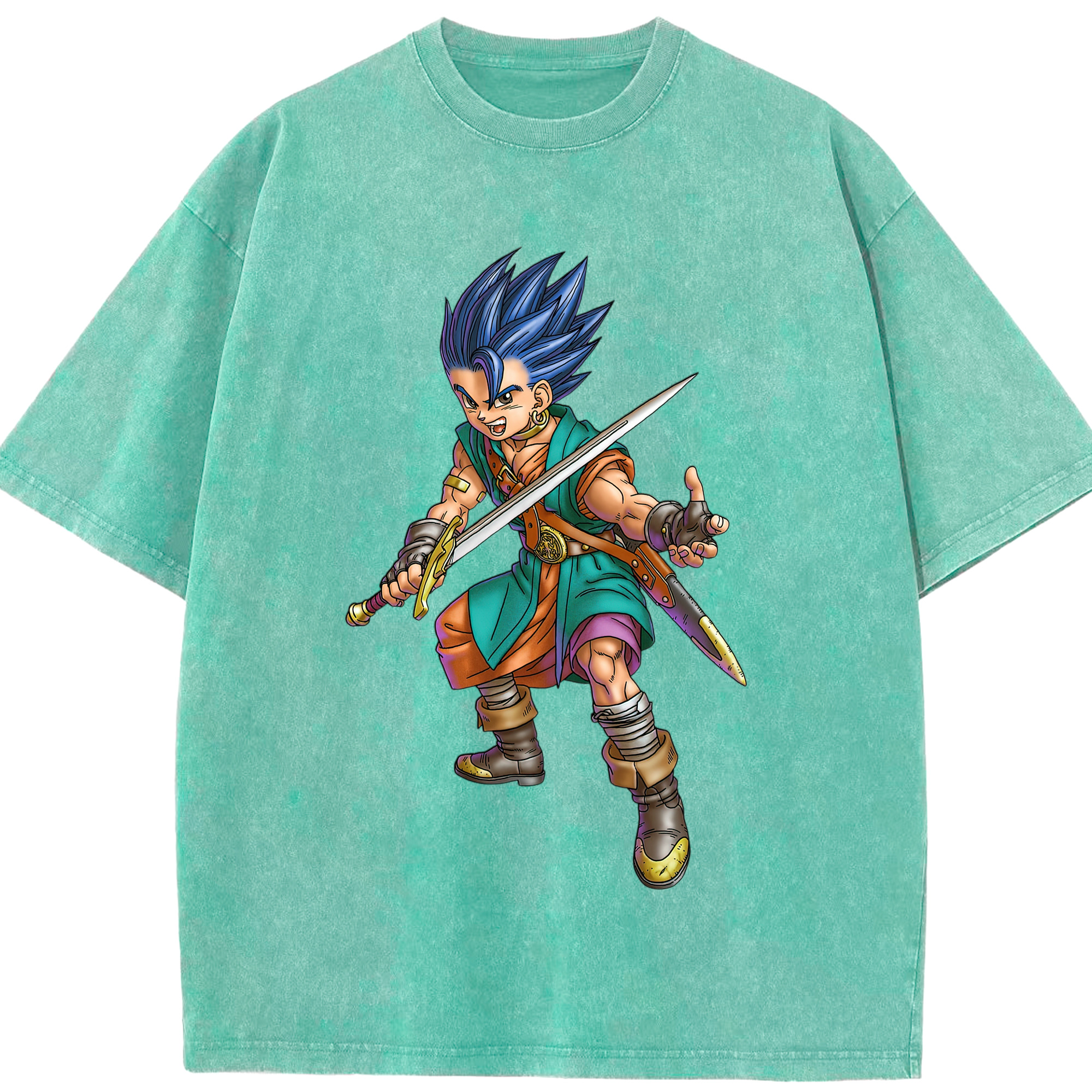 （画像用） ドラゴンクエスト Doragon Kuesuto Dragon Quest 綿100% ヴィンテージ風 半袖Tシャツ（フロントプリント）
